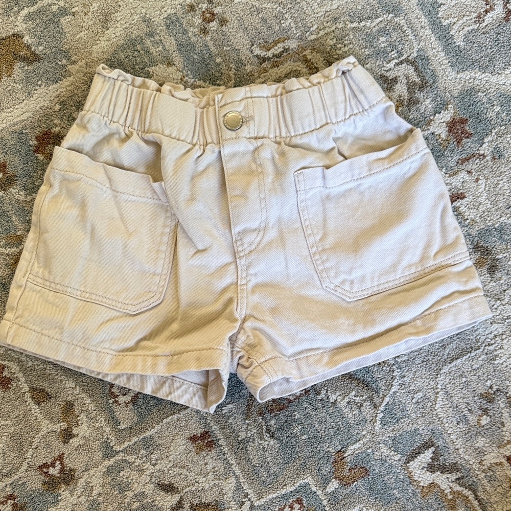 H&M Paperbag Cream Denim Shorts